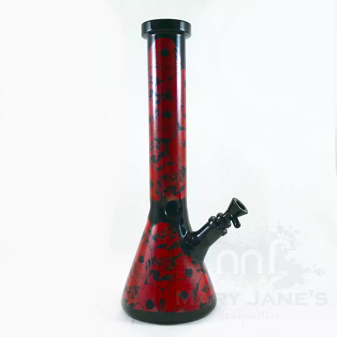West Coast Gifts Red Eye Glass 15" Tall Black Beaker Bong W/Full Wrap Decal