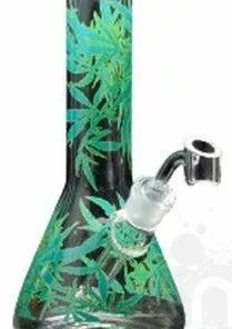 West Coast Gifts Red Eye Glass 8.5" Tall Leaf Concentrate Beaker Dab Rig