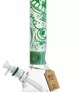 Cheech Glass 14" Tall Space Ship Sandblasted Beaker Bong New Arrivals