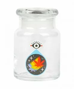 West Coast Gifts 420 Science Clear Glass Pop-Top Jar - ALL SEEING LEAF