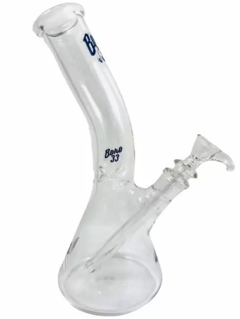 Mary Jane's Headquarters Boro Thirty-Three 11" Tall Bent Neck Beaker Tube Bong Bongs