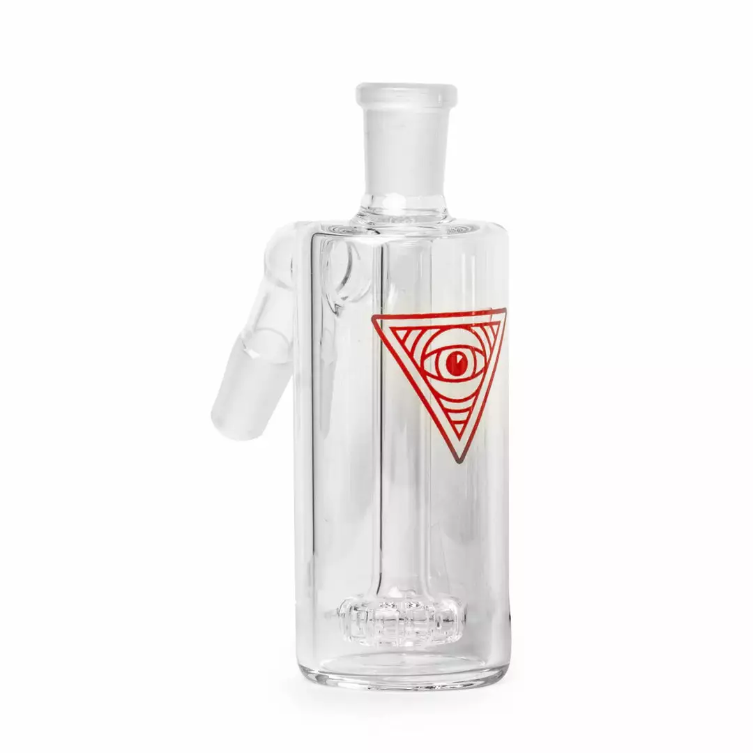 West Coast Gifts Red Eye Glass 14mm 45 Degree Clear Ash Catcher W/UFO Perc