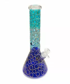 Moe Gifts Dope Glass 14" Tall "Gold Ring" Beaker Bongs