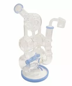 Moe Gifts New Arrivals 10.5" Jade Blue Recycler Dab Rig W/ Inline Perc