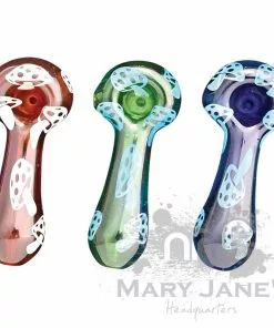 West Coast Gifts Red Eye Glass Mushrooms Glass Hand Pipe