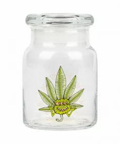 West Coast Gifts Storage 420 Science Clear Glass Pop-Top Jar - Happy Leaf