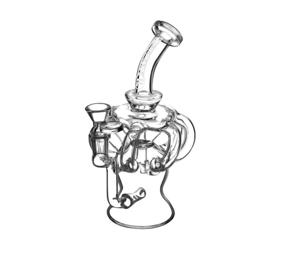 BOB Headquarters Pulsar Glass 8.25" Tall "7-Line" Recycler Dab Rig