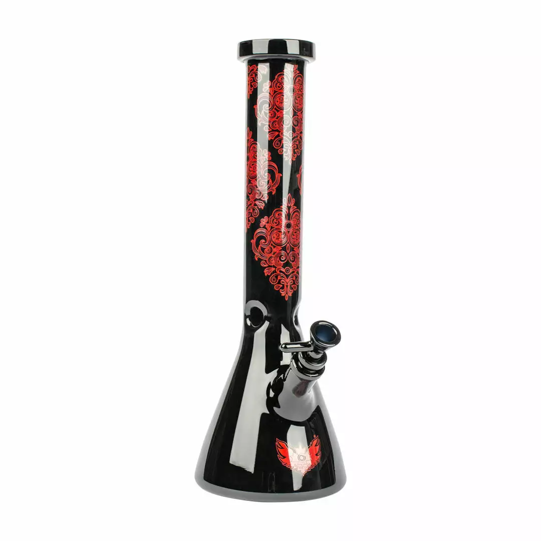 West Coast Gifts Red Eye Glass 15" Tall Black Beaker Bong W/Full Wrap Decal