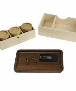BOB Headquarters RYOT Lock R' Box W/ Rolling Tray & 3 Jars - Walnut