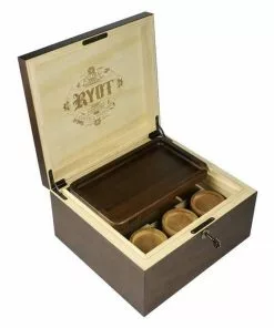 BOB Headquarters RYOT Lock R' Box W/ Rolling Tray & 3 Jars - Walnut