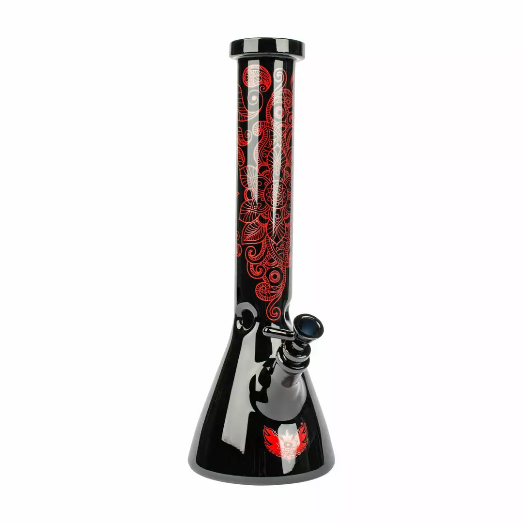 West Coast Gifts Red Eye Glass 15" Tall Black Beaker Bong W/Full Wrap Decal