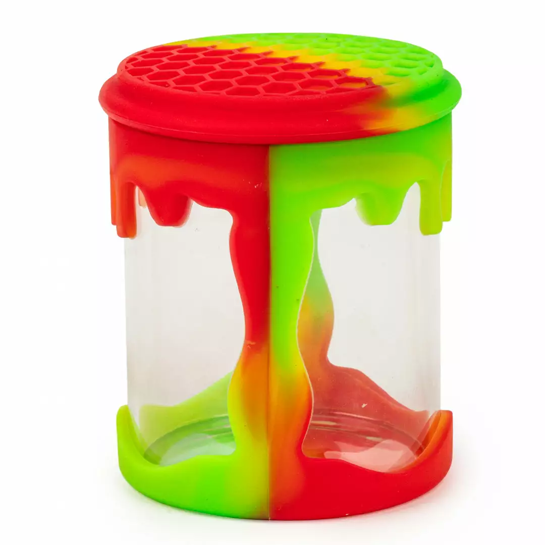 West Coast Gifts Storage LIT 2.75" Tall Silicone Jar With Honeycomb Pattern
