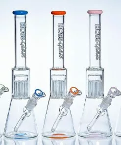 Hoss Glass Hoss 16" Tall Beaker W/ 12 Arm Tree Percs W/ Accents