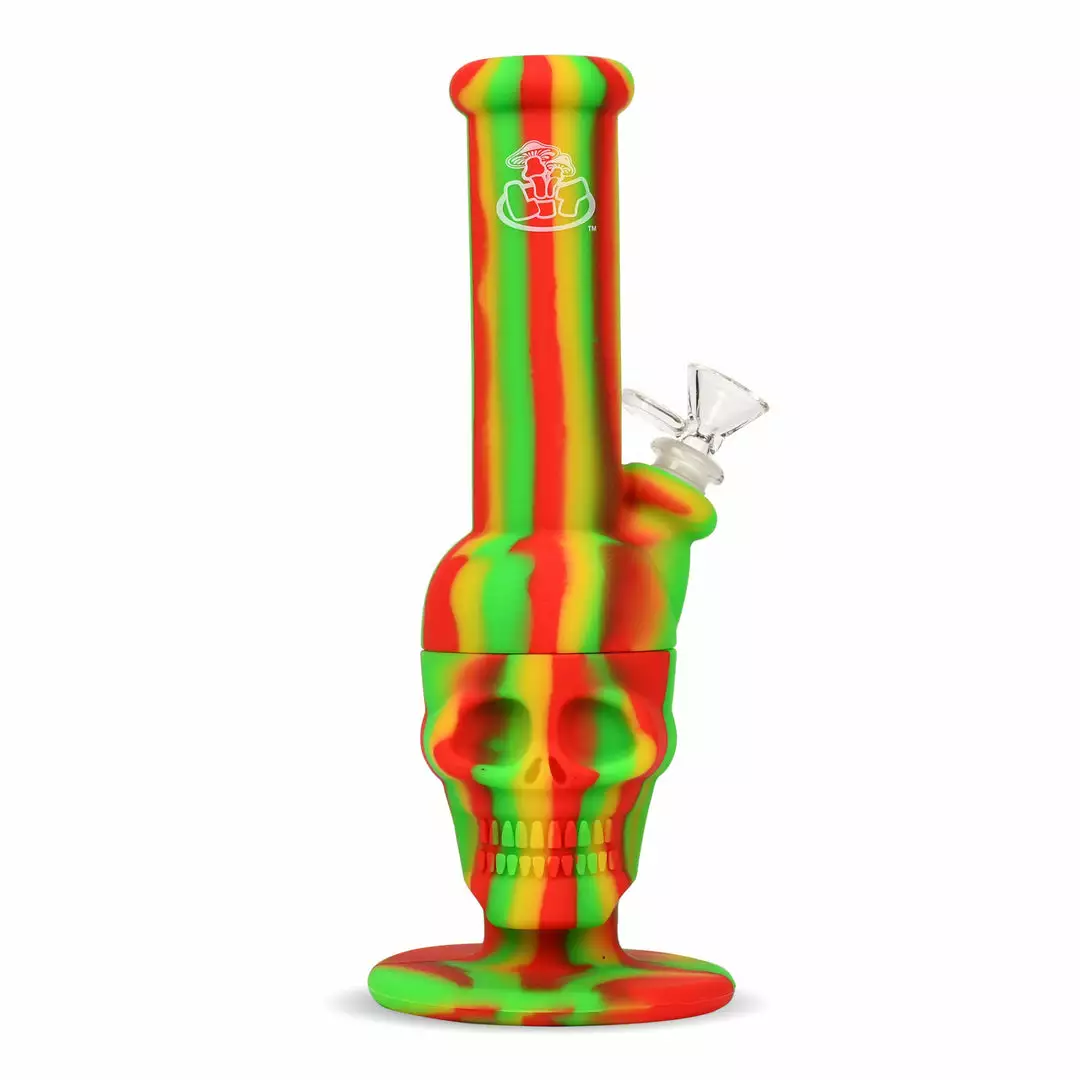 West Coast Gifts LIT Silicone 11" Tall Skull Bong W/ Glass Down Stem & Pull Out