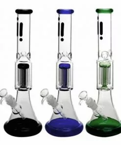 BOB Headquarters Bongs Infyniti 14" Beaker Bong Lip Base Colour Accents With 8-Arm Tree Perc & Ice Pinch