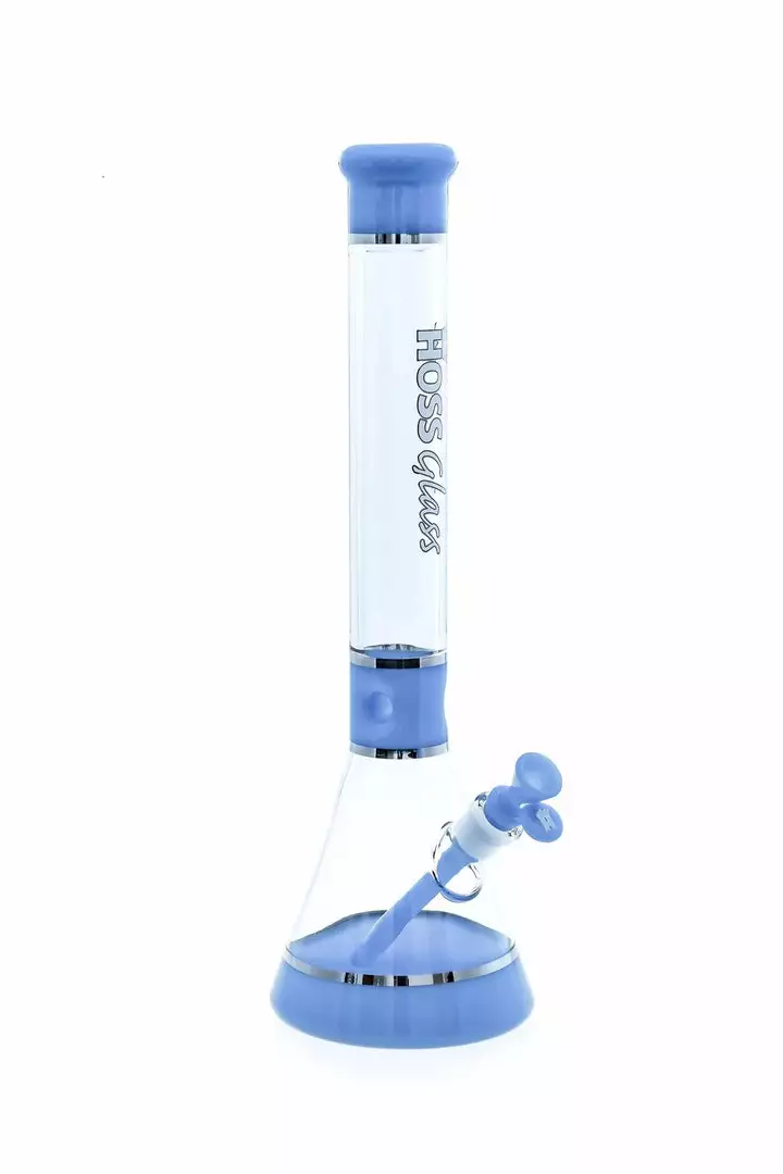 Hoss Glass Hoss 18" Tri-Section Platinum Banded Beaker Bong