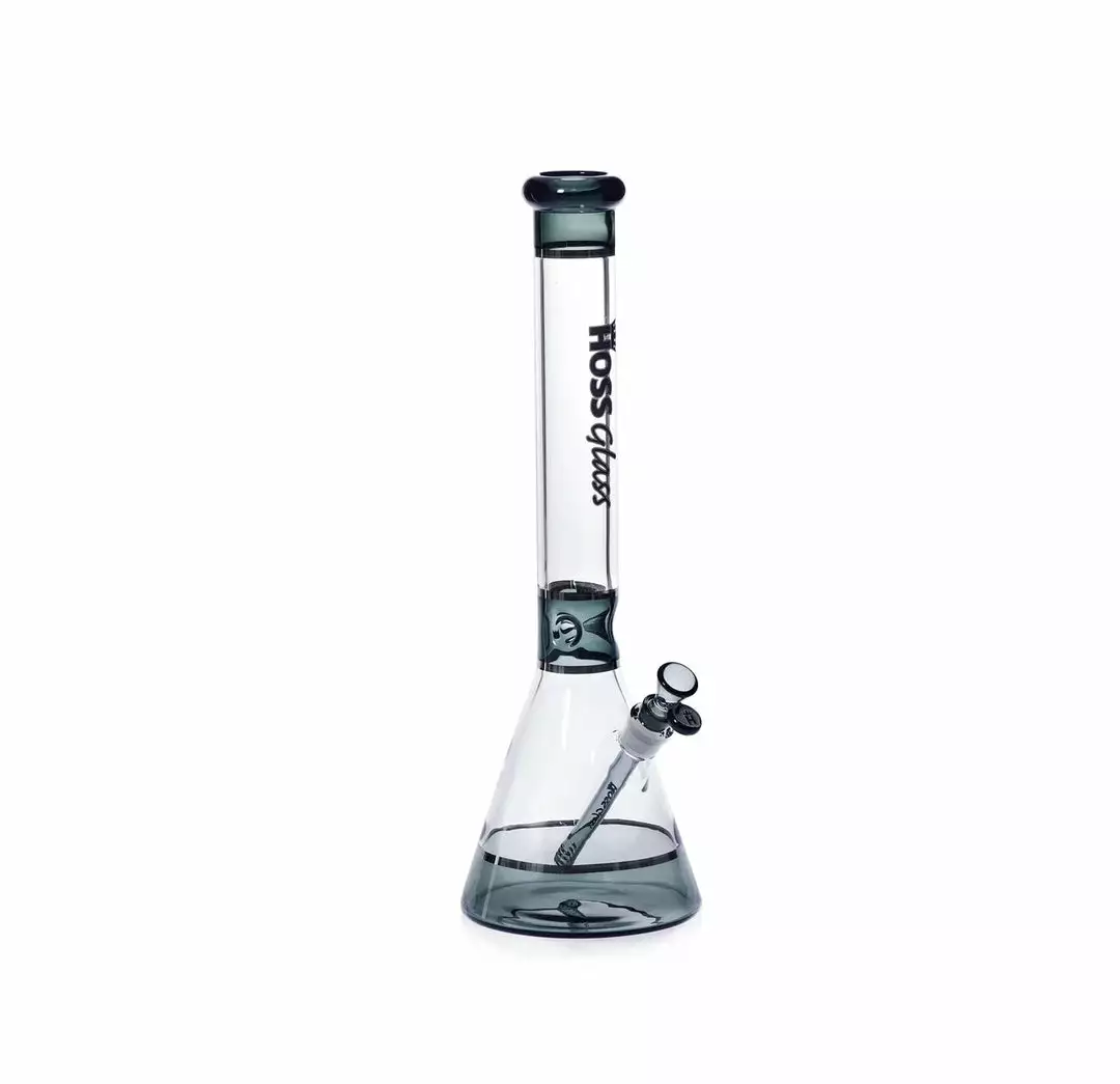 Hoss Glass Hoss 18" Tri-Section Platinum Banded Beaker Bong