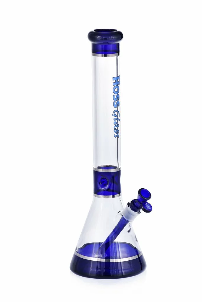 Hoss Glass Hoss 18" Tri-Section Platinum Banded Beaker Bong