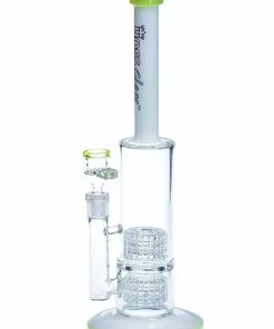 Hoss Glass HOSS 14" Tall Double Grid Straight W/ White Top Logo And Base And Accents (limited Quantity)