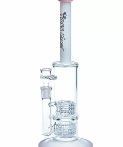Hoss Glass HOSS 14" Tall Double Grid Straight W/ White Top Logo And Base And Accents (limited Quantity)