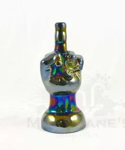 West Coast Gifts Retro Glass Platinum Metallic 'Flippin The Bird" Bongs