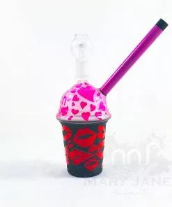 Cheech Glass 7" Tall Heart And Kisses Oil Dab Rig