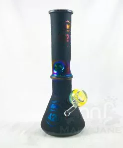 West Coast Gifts Retro Glass Metallic Hwy 420 Beaker Base Tube With Ice Pinch Bongs