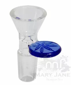 West Coast Gifts Red Eye Glass 14mm Cone Pull-Out Bowl W/ Leaf Stamped Handle