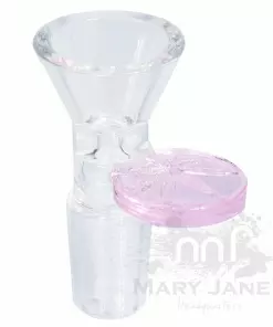 West Coast Gifts Red Eye Glass 14mm Cone Pull-Out Bowl W/ Leaf Stamped Handle