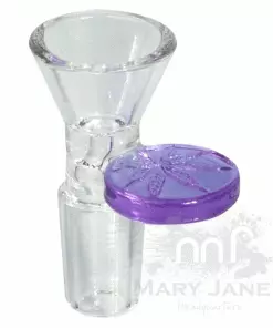 West Coast Gifts Red Eye Glass 14mm Cone Pull-Out Bowl W/ Leaf Stamped Handle