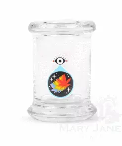 West Coast Gifts 420 Science Clear Glass Pop-Top Jar - ALL SEEING LEAF