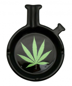 BOB Headquarters Classic Waterpipe Shaped Ashtray W/ Green Leaf Ashtrays