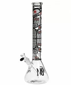 The Smokesman Nice Glass 18" 7mm Aboriginal Totem Beaker With Honeycomb Bowl
