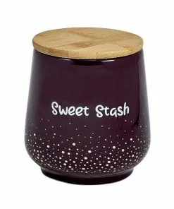 West Coast Gifts Sweet Stash Purple W/ Gold Ceramic Canister