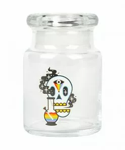 West Coast Gifts 420 Science Clear Glass Pop-Top Cosmic Skull Jar Storage