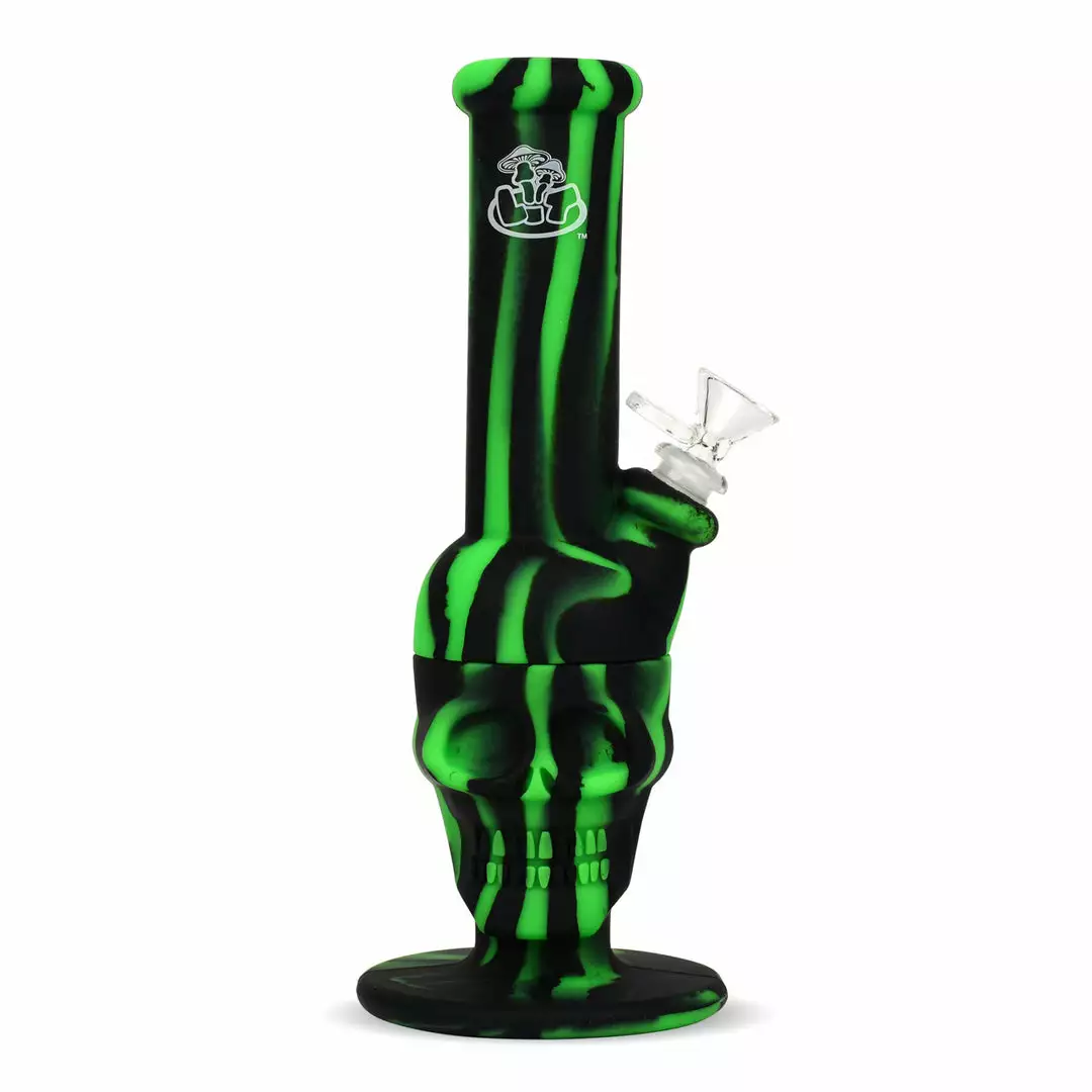West Coast Gifts LIT Silicone 11" Tall Skull Bong W/ Glass Down Stem & Pull Out