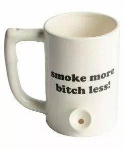 West Coast Gifts Ceramic Coffee Mug Pipe "Smoke More Bitch Less" Pipes