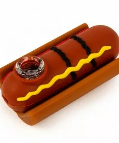West Coast Gifts Lit Silicone 4" Hot Dog Hand Pipe W/ Glass Bowl