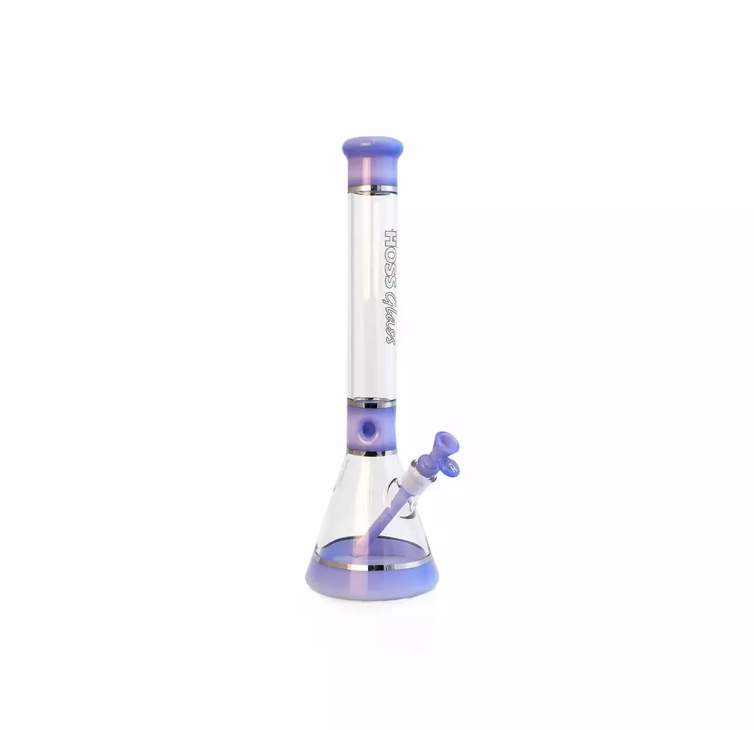 Hoss Glass Hoss 18" Tri-Section Platinum Banded Beaker Bong