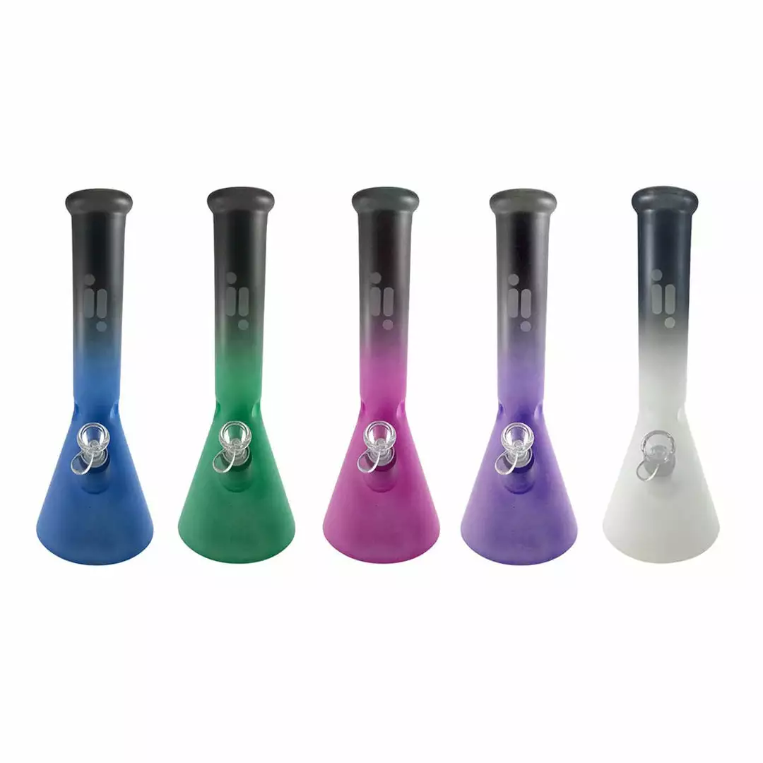 BOB Headquarters Infyniti 14" 9mm Thick Two-Tone Frosted Beaker Bong With Ice Pinch Bongs