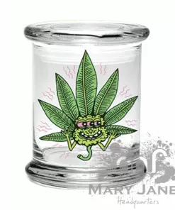 West Coast Gifts Storage 420 Science Clear Glass Pop-Top Jar - Happy Leaf