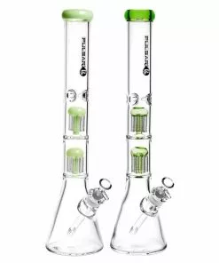 BOB Headquarters New Arrivals Pulsar 18" Dual Tree-Perc Beaker Bong W/Ice Pinch