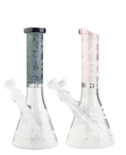 Cheech Glass 10" Sandblasted Cannabis Leaf Beaker Bong New Arrivals