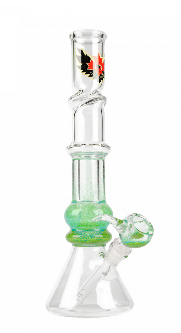 West Coast Gifts Red Eye Glass 14" Sparkle Liquid Bong With Twist Ice Catcher