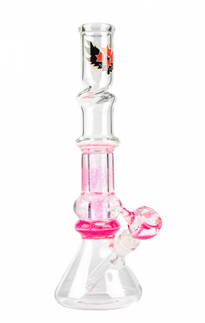 West Coast Gifts Red Eye Glass 14" Sparkle Liquid Bong With Twist Ice Catcher