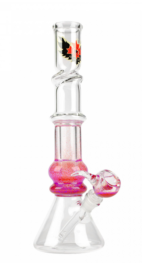 West Coast Gifts Red Eye Glass 14" Sparkle Liquid Bong With Twist Ice Catcher