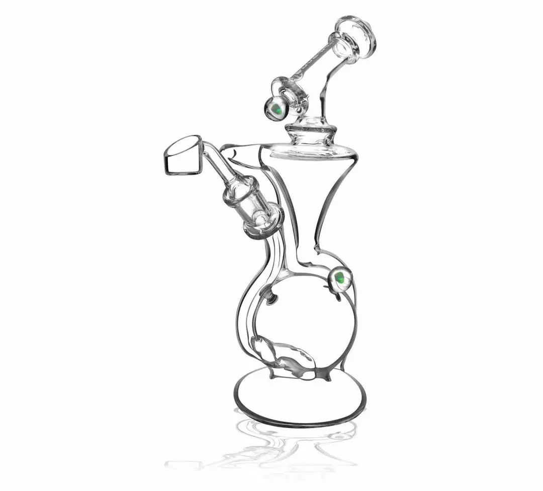 BOB Headquarters Pulsar Glass Pulsar 9.5" Tall Opal Marble Recycler Dab Rig